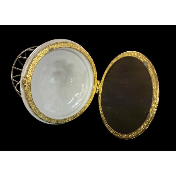 Vtg Limoges Porcelain Hummingbird In Cage Trinket Box Gold Tone 5" - Picture 3 of 5